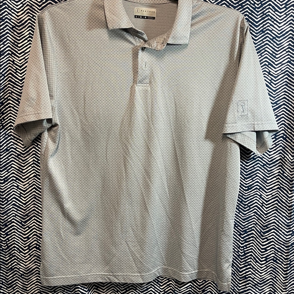 PGA Tour Gray Patterned Polo Shirt